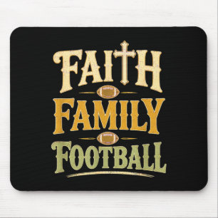 Faith family football christian game day fall  mouse pad