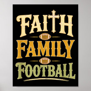 Faith family football christian game day fall poster