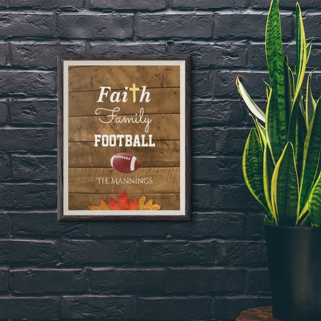 Faith Family Football Personalized Rustic Sign (Creator Uploaded)