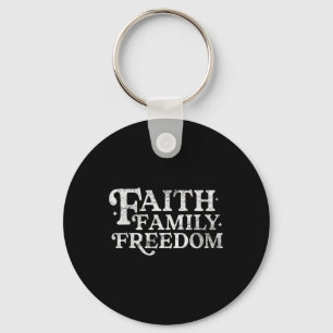 Faith Family Freedom Christian 4th July Retro Amer Key Ring