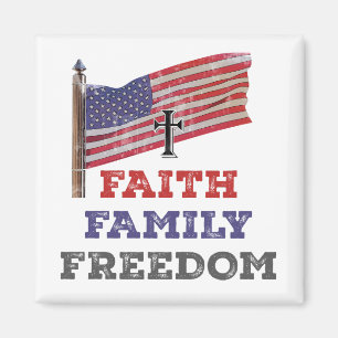 Faith Family Freedom Cross With Flag Magnet
