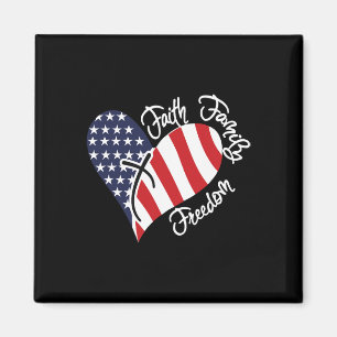 Faith Family Freedom Heart Christian Patriotic 4th Magnet