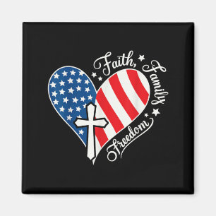 Faith Family Freedom Heart ChristianAmerican 4th Magnet