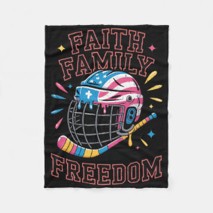 Faith Family Freedom Ice Cream Drip Hockey Game Da Fleece Blanket