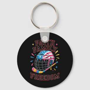Faith Family Freedom Ice Cream Drip Hockey Game Da Key Ring