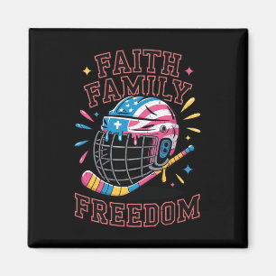 Faith Family Freedom Ice Cream Drip Hockey Game Da Magnet