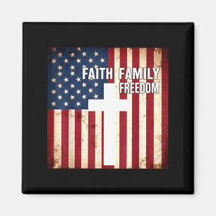 Faith family freedom patriotic christian usa flag magnet
