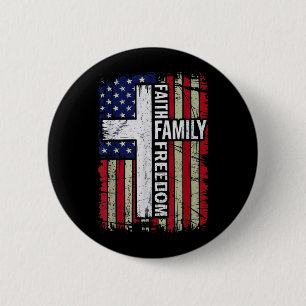Faith Family Freedom - Patriotic Christian Vintage 6 Cm Round Badge