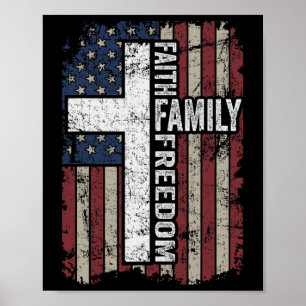 Faith Family Freedom - Patriotic Christian Vintage Poster