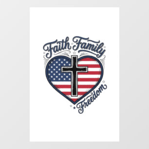 Faith Family Freedom Patriotic Cross Heart Shirt D