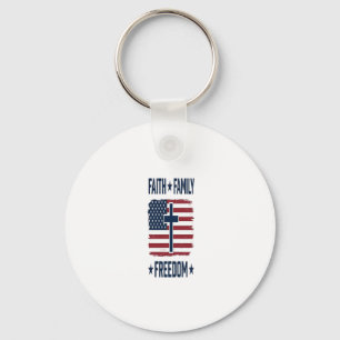 Faith Family Freedom Patriotic Cross USA Flag Vect Key Ring