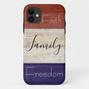 Faith family freedom patriotic wood iPhone 11 case