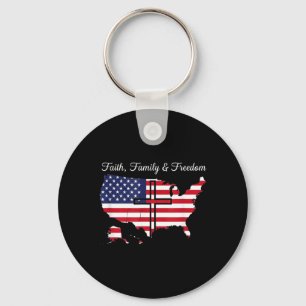 Faith Family Freedom USA Flag 4th of July Key Ring