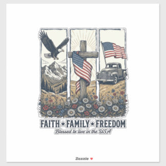 Faith Family Freedom Vintage Patriotic Eagle