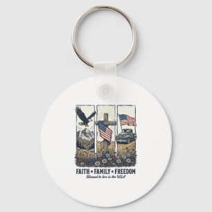 Faith Family Freedom Vintage Patriotic Eagle Key Ring