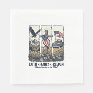Faith Family Freedom Vintage Patriotic Eagle Napkin