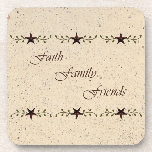 Faith Family Friends Cork Coaster (Front)