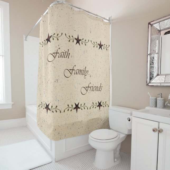Faith Family Friends Shower Curtain (In Situ)