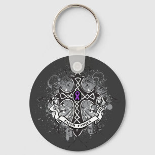 Faith Family Prayer Cross - Pancreatic Cancer Key Ring