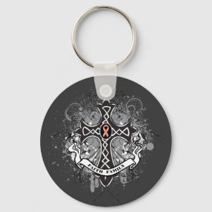 Faith Family Prayer Cross - Uterine Cancer Key Ring