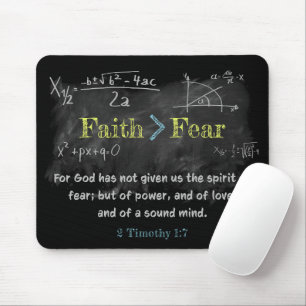 Faith > Fear 2 Timothy 1:7 Christian Verse Math Mouse Pad