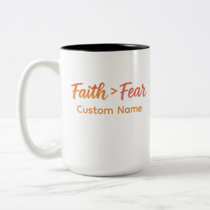 Faith > Fear Watercolor Sunrise Motivationa Custom Two-Tone Coffee Mug