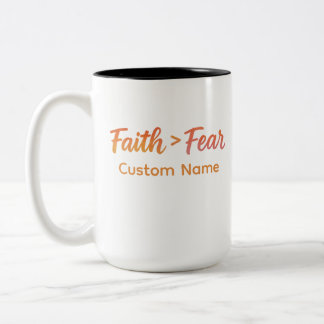 Faith > Fear Watercolor Sunrise Motivationa Custom Two-Tone Coffee Mug