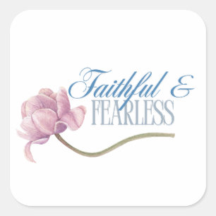 Faith & Fearless Typography Design Throw Pillow Square Sticker