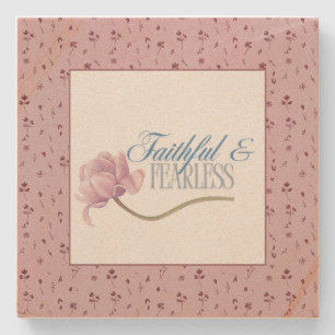 Faith & Fearless Typography Design Throw Pillow Stone Coaster