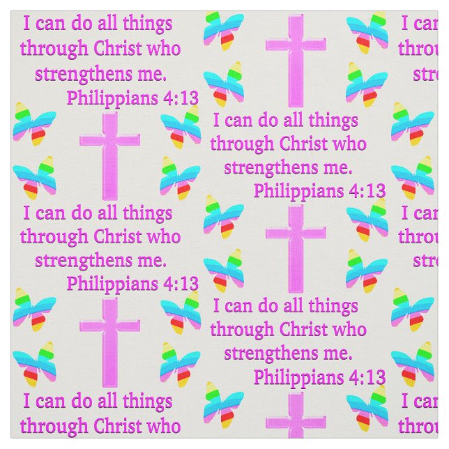 FAITH FILLED PHILIPPIANS 4:13 DESIGN FABRIC (Swatch)
