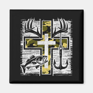 Faith Fishing Hunting Camo Cross B Hook Christian Magnet