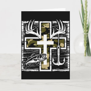 Faith Fishing Hunting Camo Cross With Hook B Chris Card