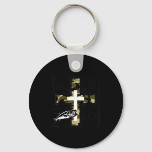 Faith Fishing Hunting Camo Cross With Hook B Chris Key Ring