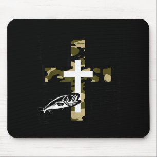 Faith Fishing Hunting Camo Cross With Hook B Chris Mouse Pad
