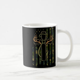 Faith Fishing Hunting Camo Us Flag Cross With Hook Coffee Mug