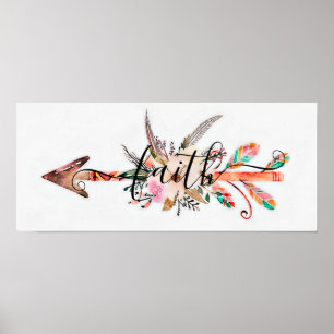 Faith floral arrow poster