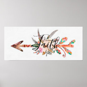 Faith floral arrow poster
