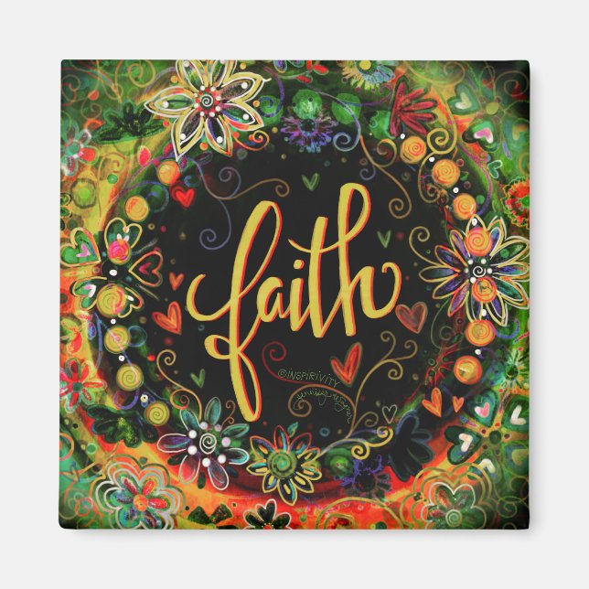 Faith Floral Inspirational Blessings Pretty Trendy Magnet (Front)