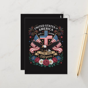 Faith Freedom 250 Years 1776 2026 Independence USA Postcard