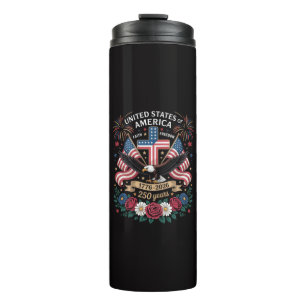 Faith Freedom 250 Years 1776 2026 Independence USA Thermal Tumbler