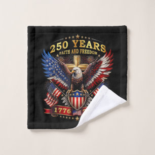 Faith Freedom 250 Years 1776 2026 Patriotic Eagle Wash Cloth