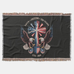 Faith Freedom 250 Years 250th Anniversary USA Throw Blanket