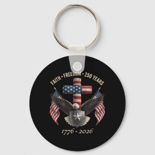 Faith Freedom 250 Years Vintage American Design Key Ring