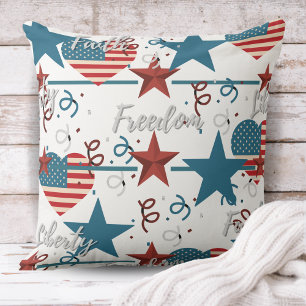 Faith, Freedom and Liberty Retro Patriotic Cushion