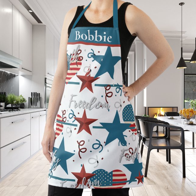 Faith, Freedom and Liberty Retro Patriotic Custom Apron (Faith, Freedom and Liberty Retro Patriotic Custom Apron)
