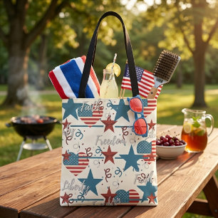 Faith, Freedom and Liberty Retro Patriotic Tote Bag