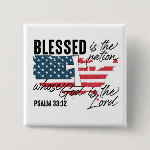 Faith & Freedom: Psalm 33:12 15 Cm Square Badge
