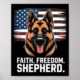 Faith freedom shepherd american flag german poster
