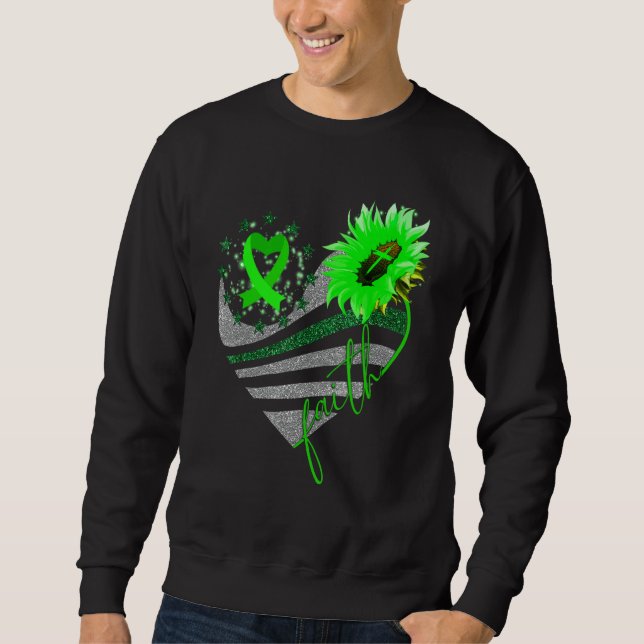 Faith Gastroparesis Awareness Sunflower Heart Ribb Sweatshirt (Front)
