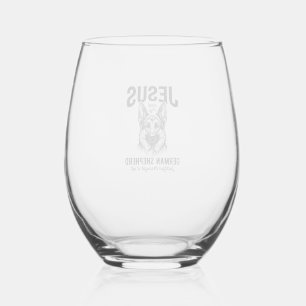 Faith German Shepherd Shirt for Christian Dog Love Stemless Wine Glass